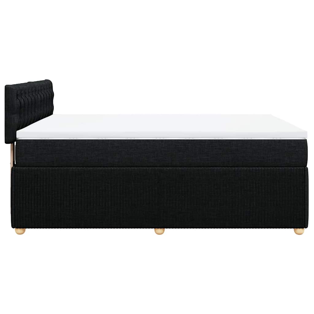 fekete szövet rugós ágy matraccal 140 x 190 cm