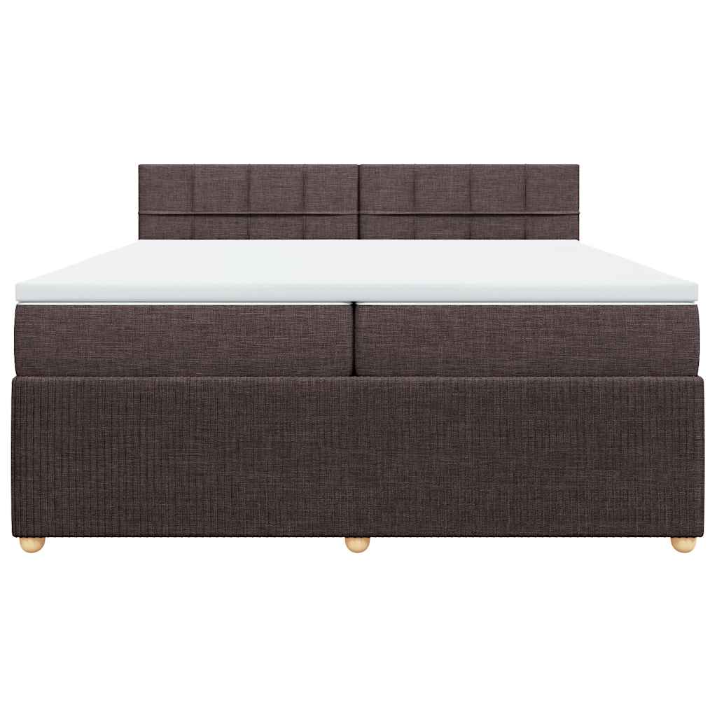 sötétbarna szövet rugós ágy matraccal 200 x 200 cm