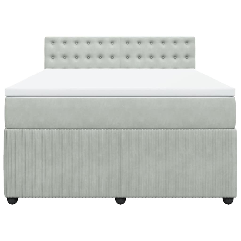 világosszürke bársony rugós ágy matraccal 140x190 cm