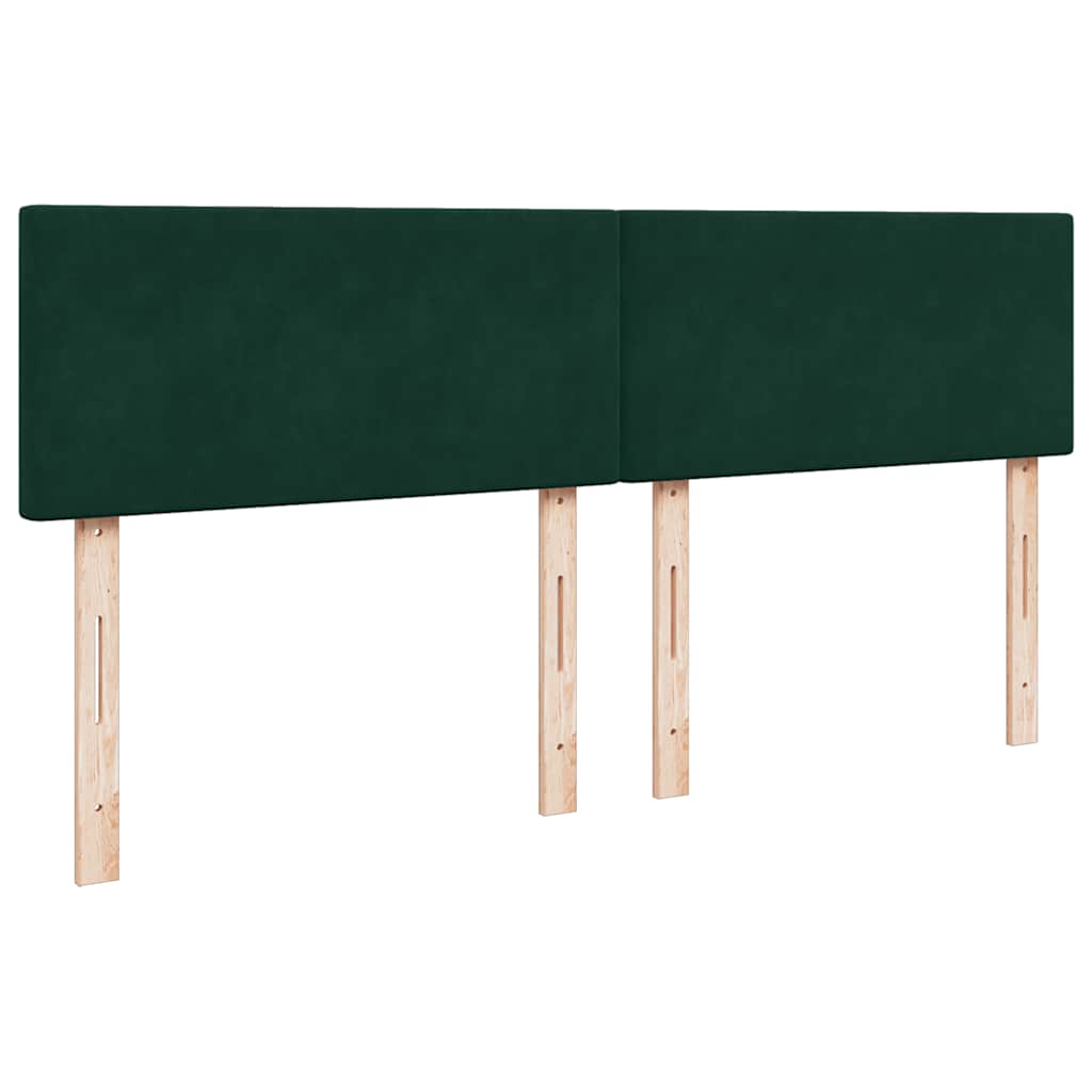 sötétzöld bársony rugós ágy matraccal 200x200 cm