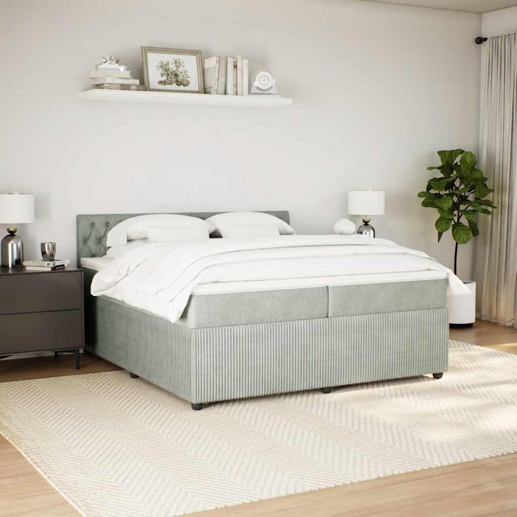 világosszürke bársony rugós ágy matraccal 200x200 cm