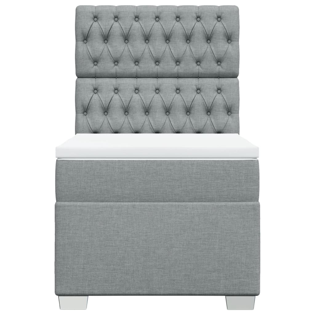 világosszürke szövet rugós ágy matraccal 80 x 200 cm