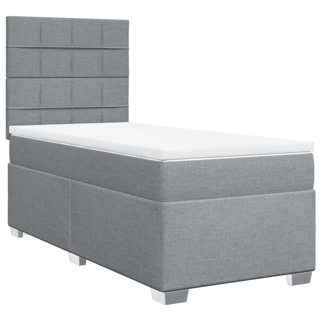 világosszürke szövet rugós ágy matraccal 90 x 200 cm