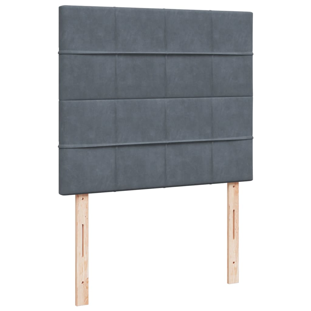 sötétszürke bársony rugós ágy matraccal 120 x 200 cm