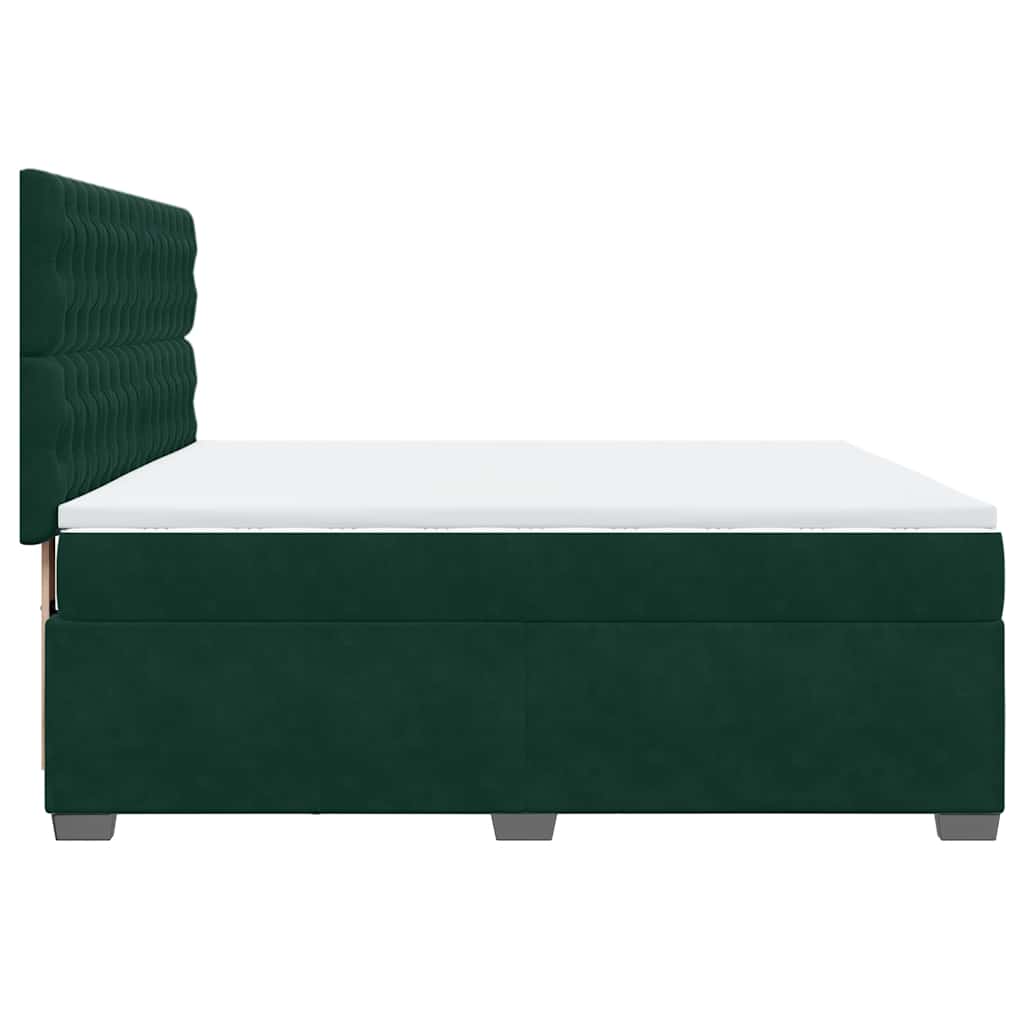 sötétzöld bársony rugós ágy matraccal 180x200 cm