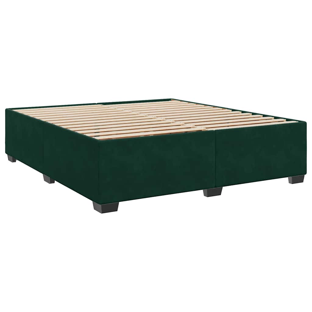 sötétzöld bársony rugós ágy matraccal 180x200 cm