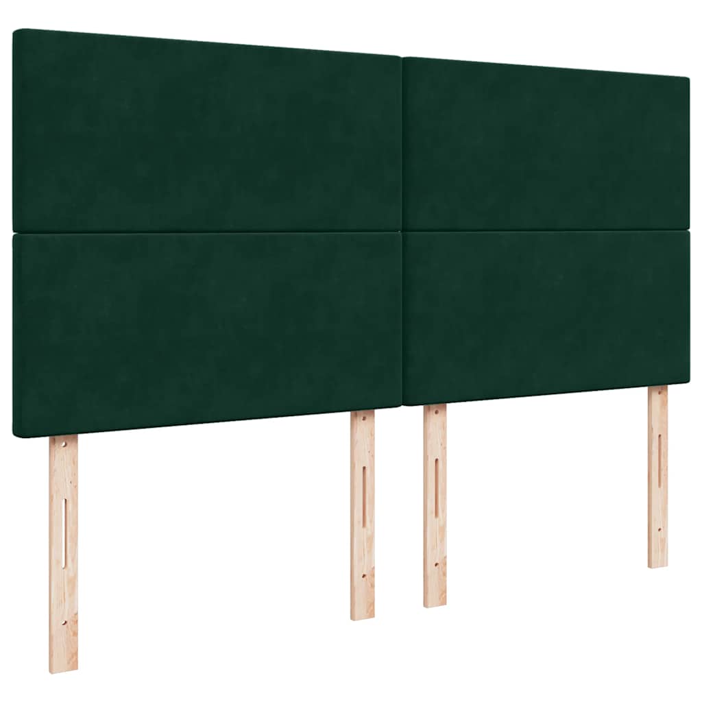 sötétzöld bársony rugós ágy matraccal 200x200 cm