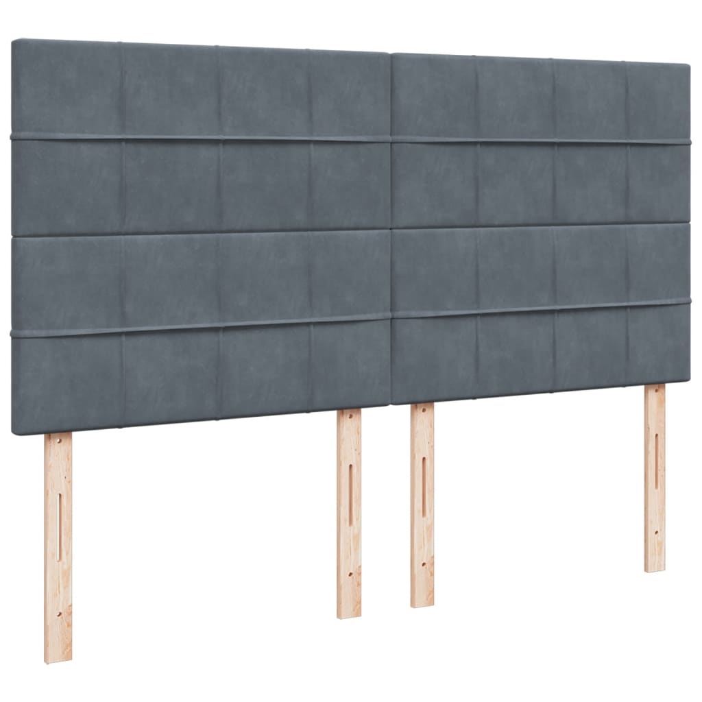 sötétszürke bársony rugós ágy matraccal 200x200 cm