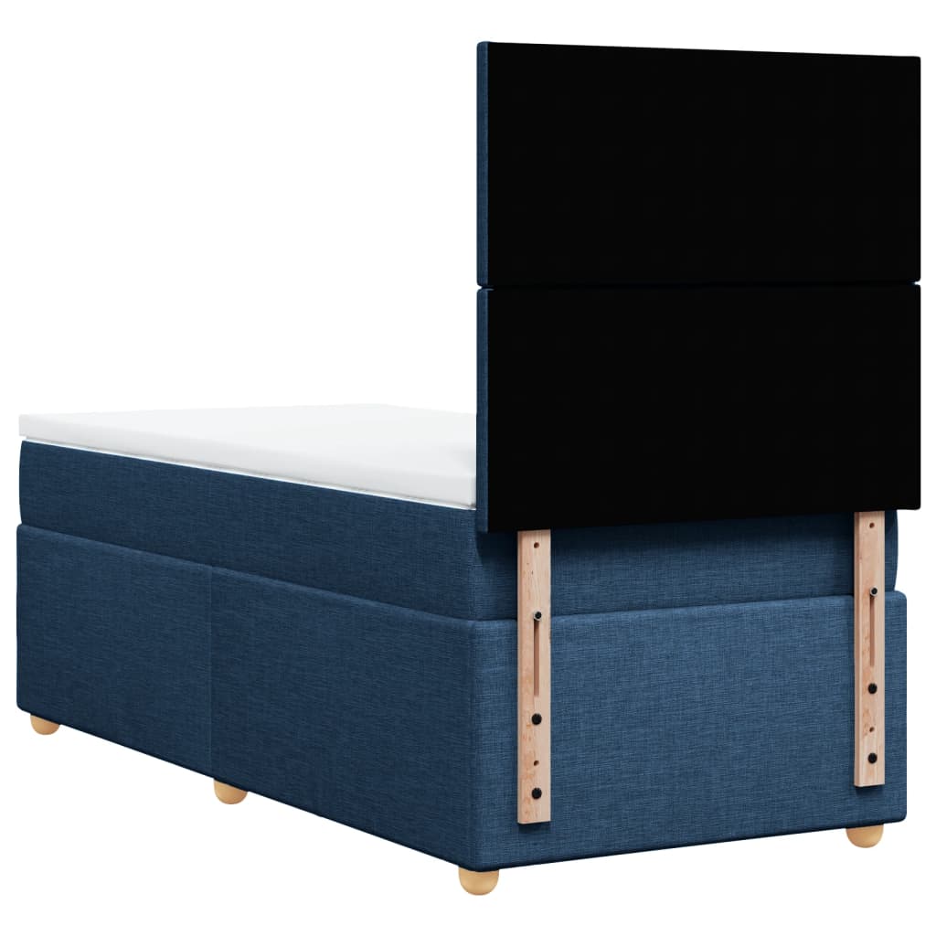 kék szövet rugós ágy matraccal 90 x 190 cm