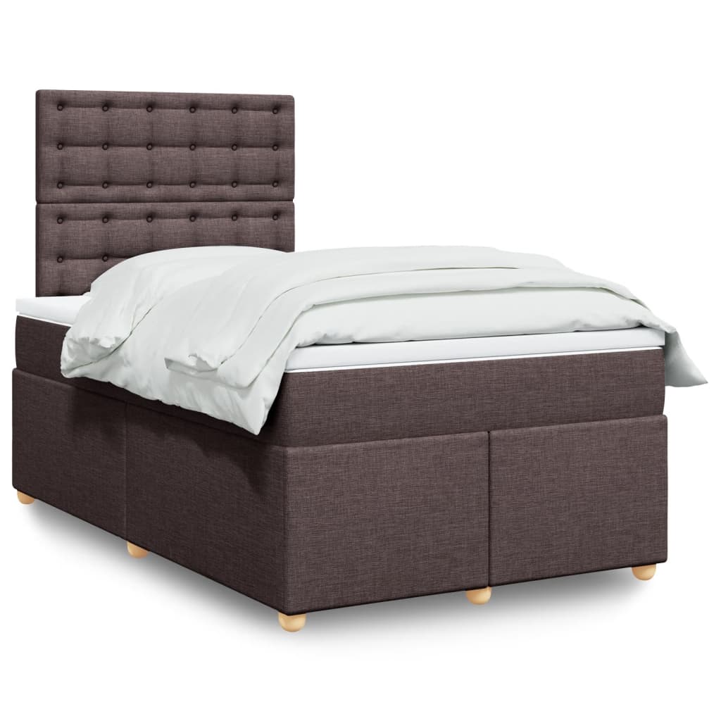 sötétbarna szövet rugós ágy matraccal 120 x 200 cm