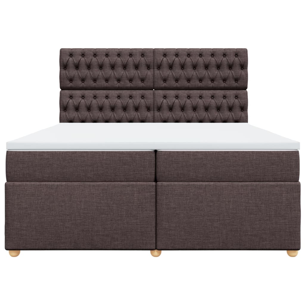 sötétbarna szövet rugós ágy matraccal 200 x 200 cm