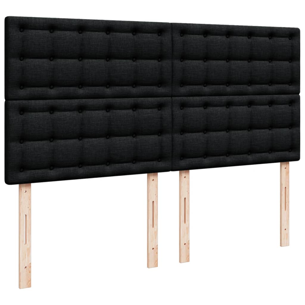 fekete szövet rugós ágy matraccal 200 x 200 cm