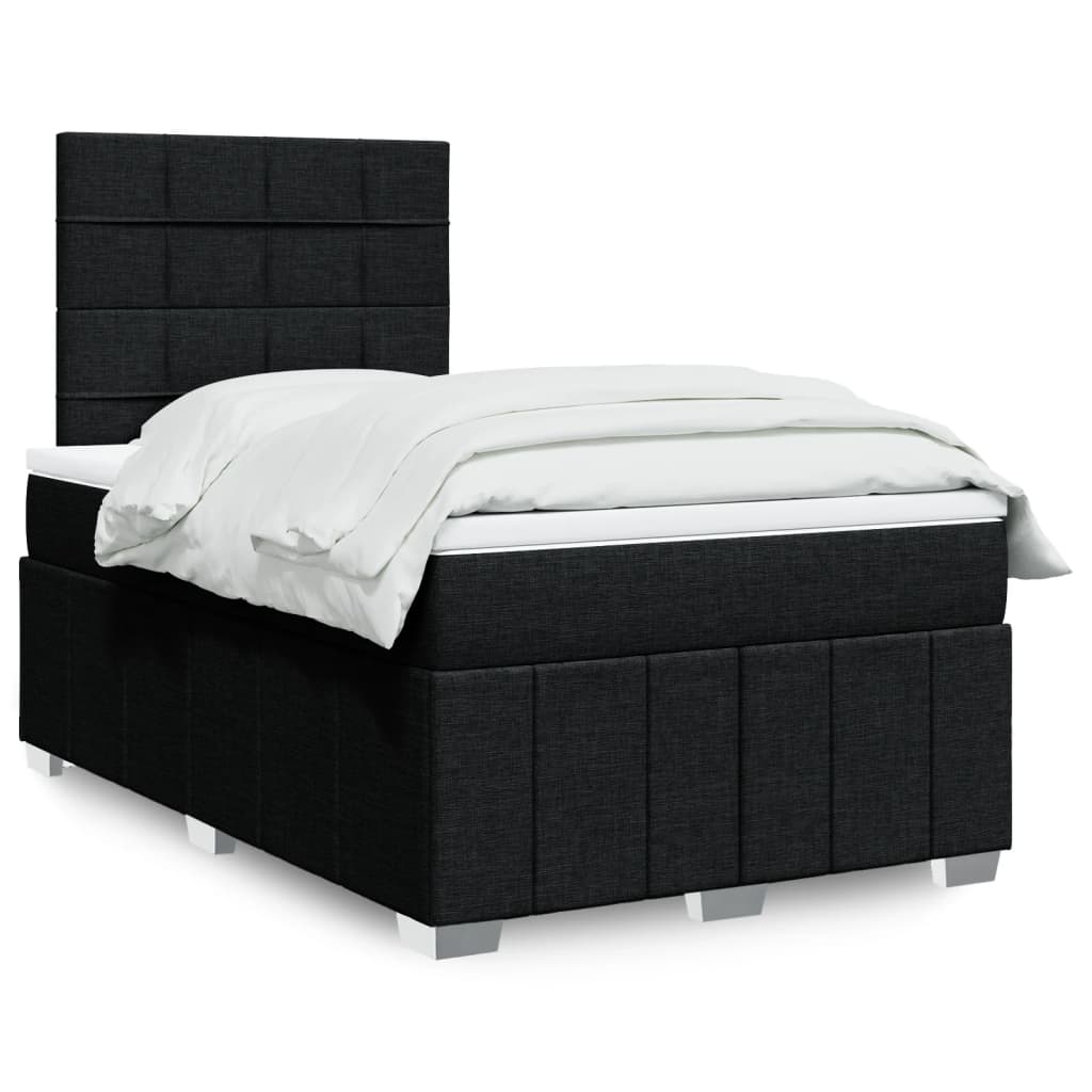 fekete szövet rugós ágy matraccal 120 x 200 cm