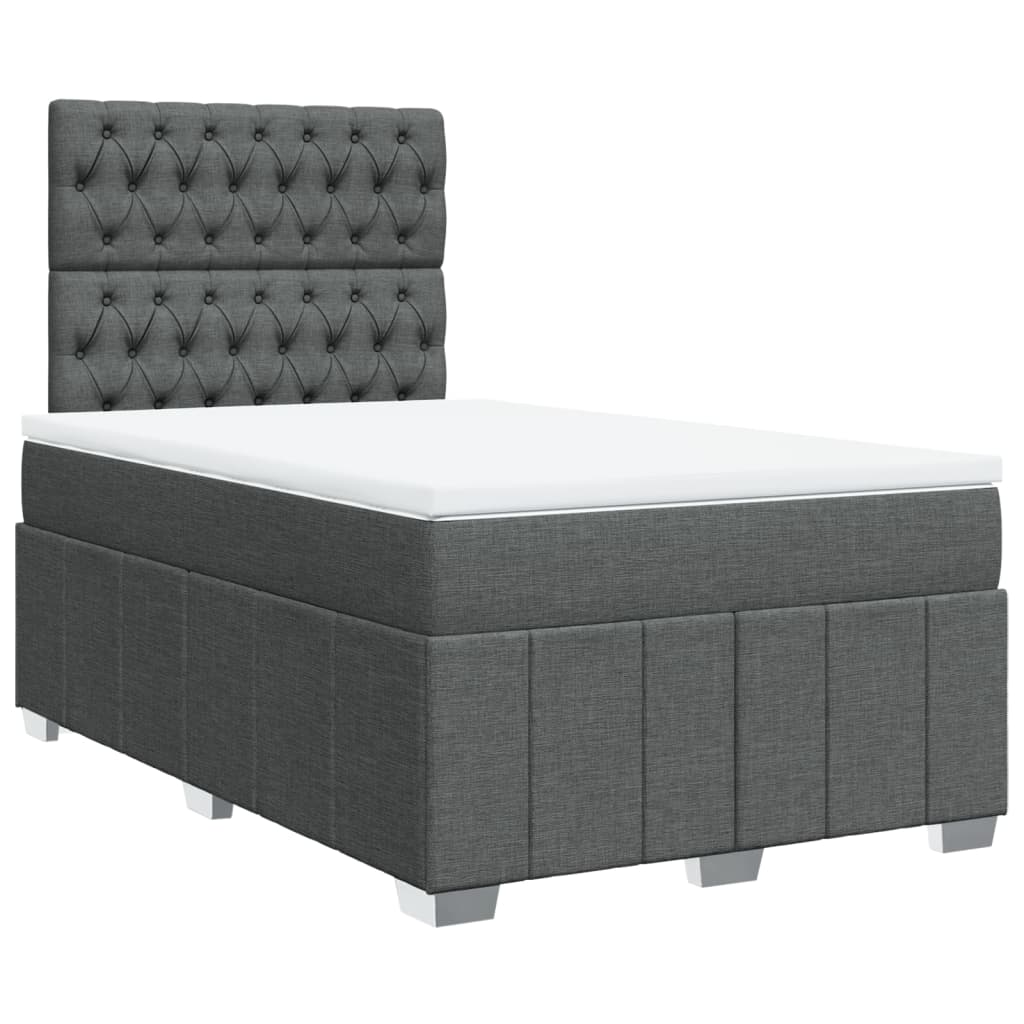 sötétszürke szövet rugós ágy matraccal 120 x 200 cm