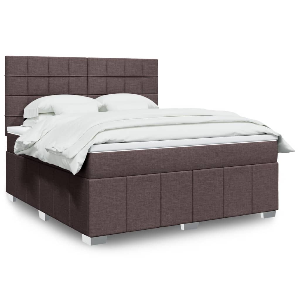 sötétbarna szövet rugós ágy matraccal 180 x 200 cm