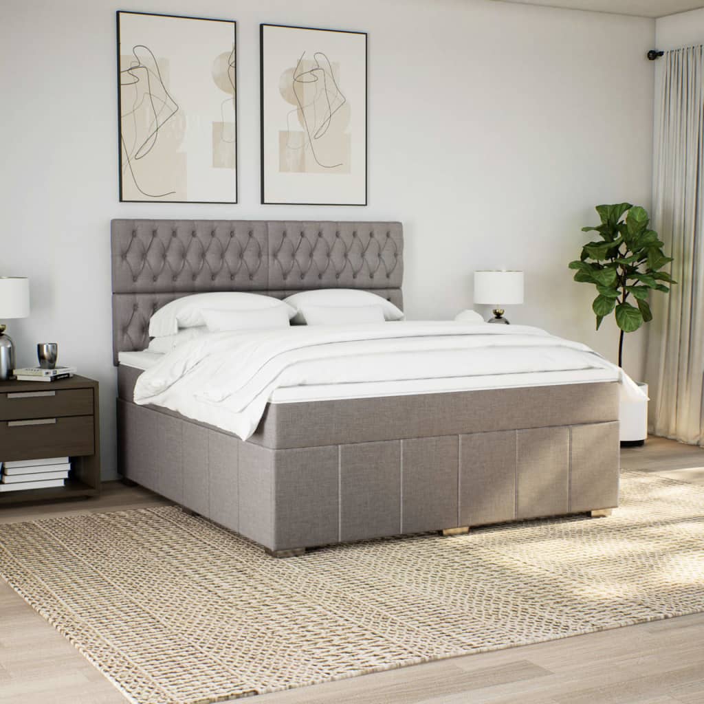 tópszínű szövet rugós ágy matraccal 180 x 200 cm