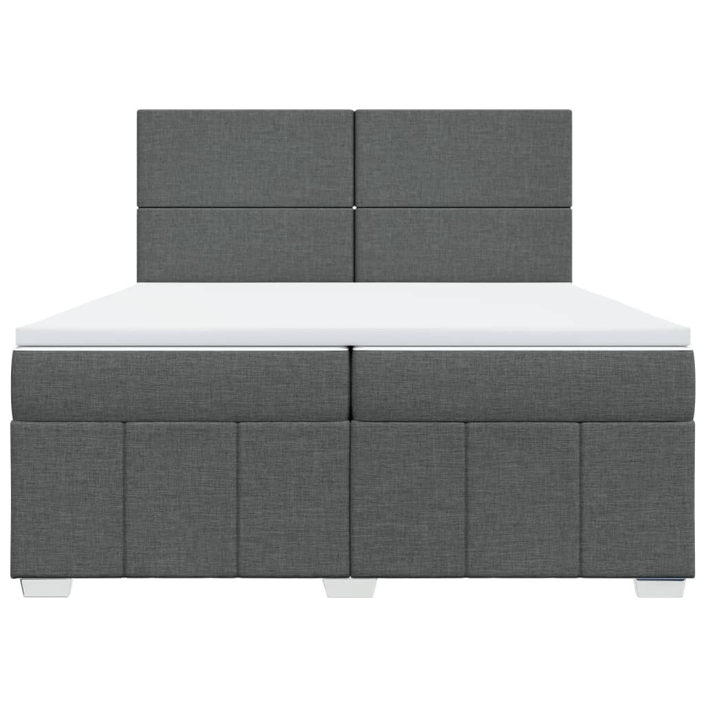 sötétszürke szövet rugós ágy matraccal 200 x 200 cm