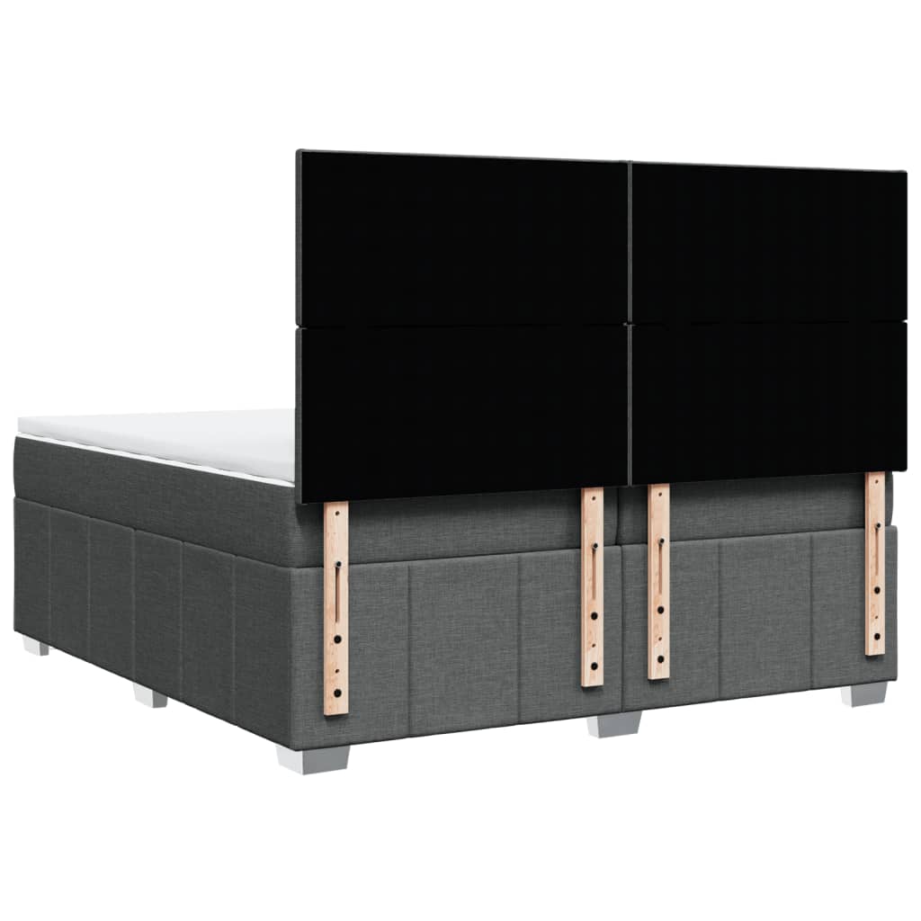 sötétszürke szövet rugós ágy matraccal 200 x 200 cm