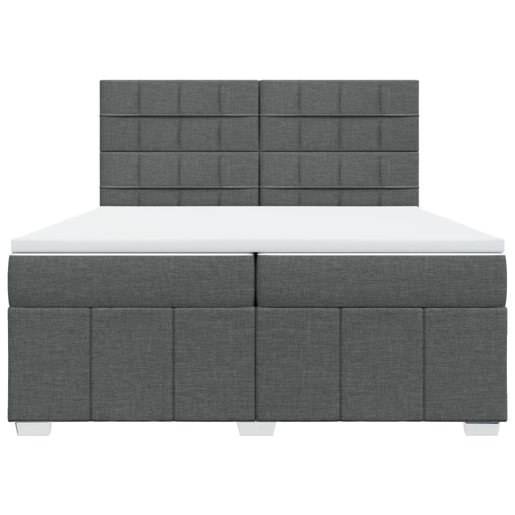 sötétszürke szövet rugós ágy matraccal 200 x 200 cm