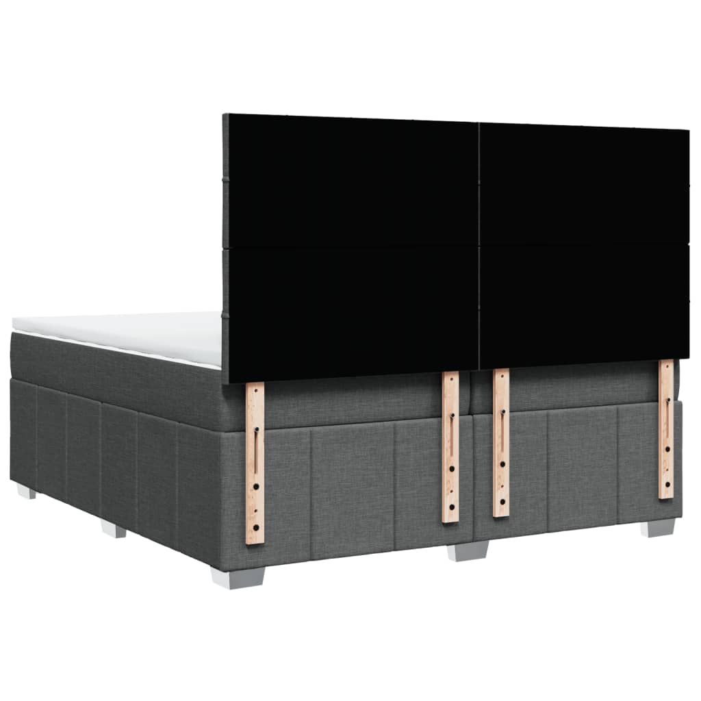 sötétszürke szövet rugós ágy matraccal 200 x 200 cm
