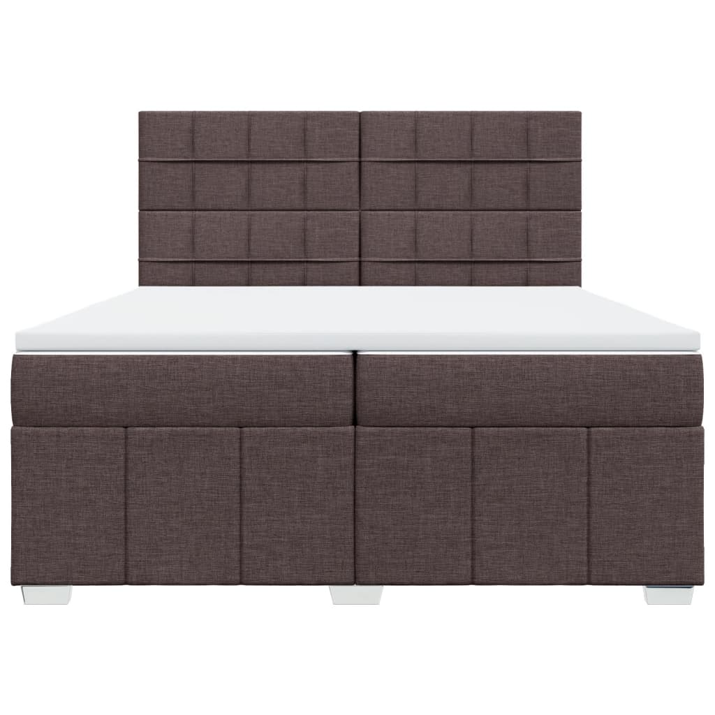 sötétbarna szövet rugós ágy matraccal 200 x 200 cm