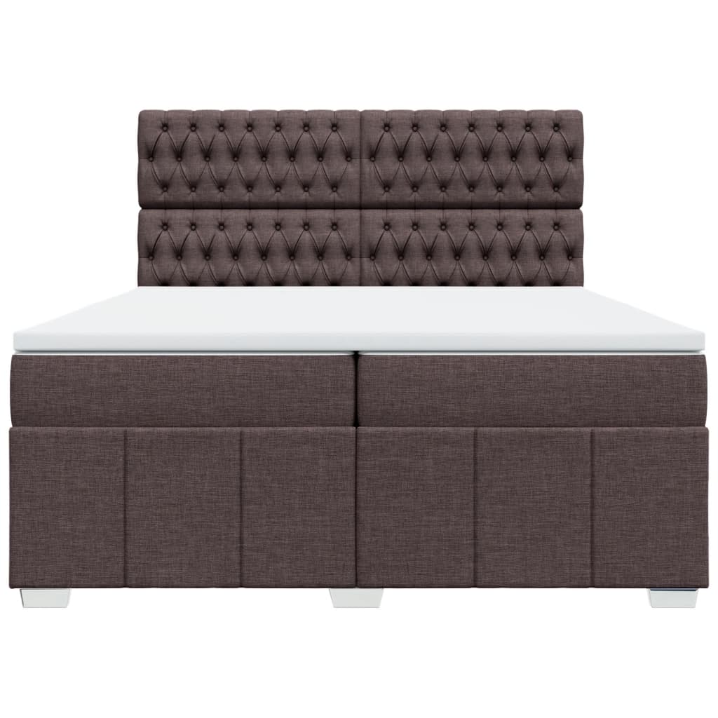 sötétbarna szövet rugós ágy matraccal 200 x 200 cm