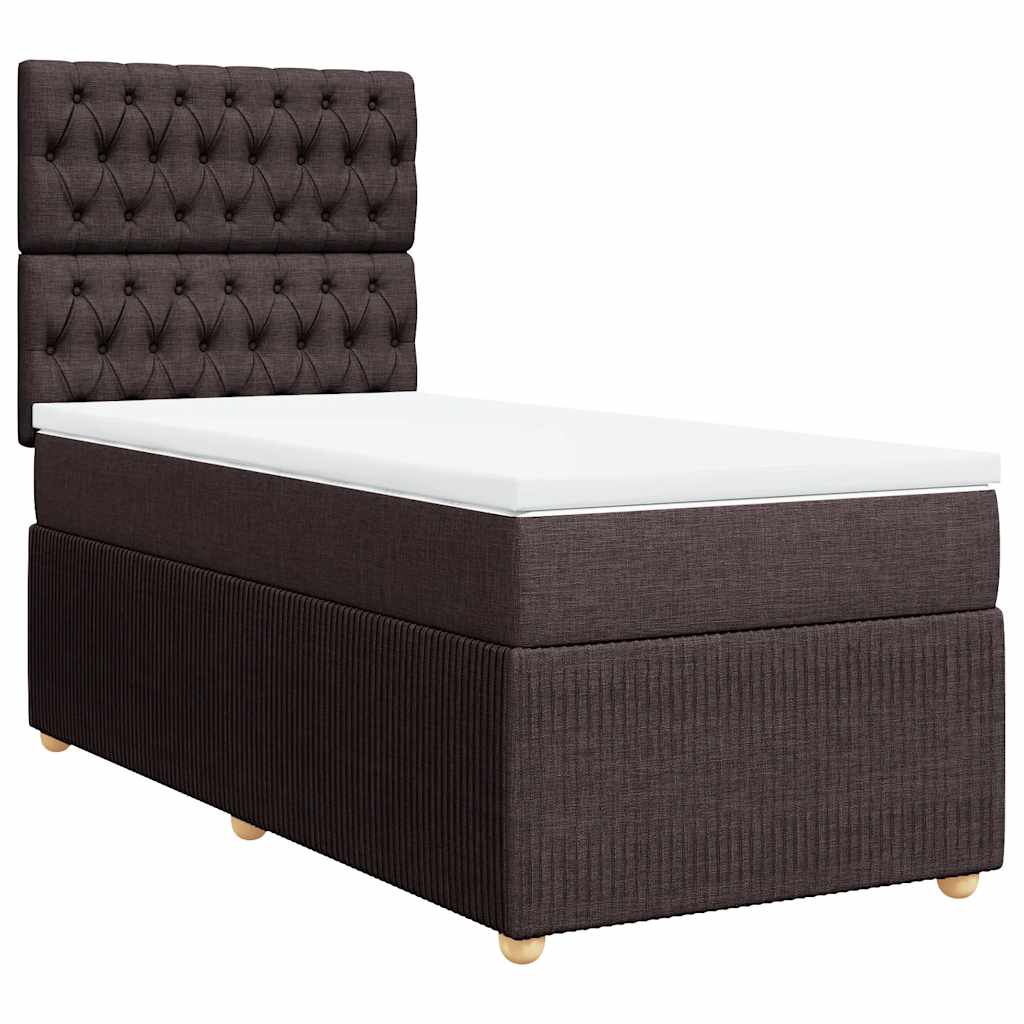 sötétbarna szövet rugós ágy matraccal 80 x 200 cm