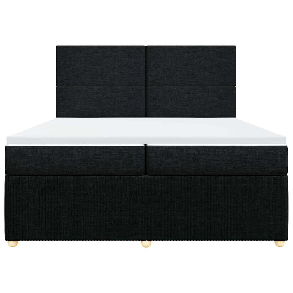 fekete szövet rugós ágy matraccal 200 x 200 cm