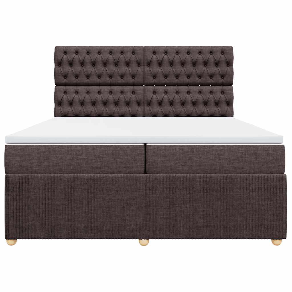 sötétbarna szövet rugós ágy matraccal 200 x 200 cm
