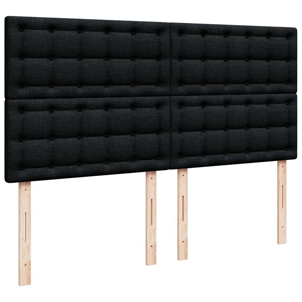 fekete szövet rugós ágy matraccal 200 x 200 cm