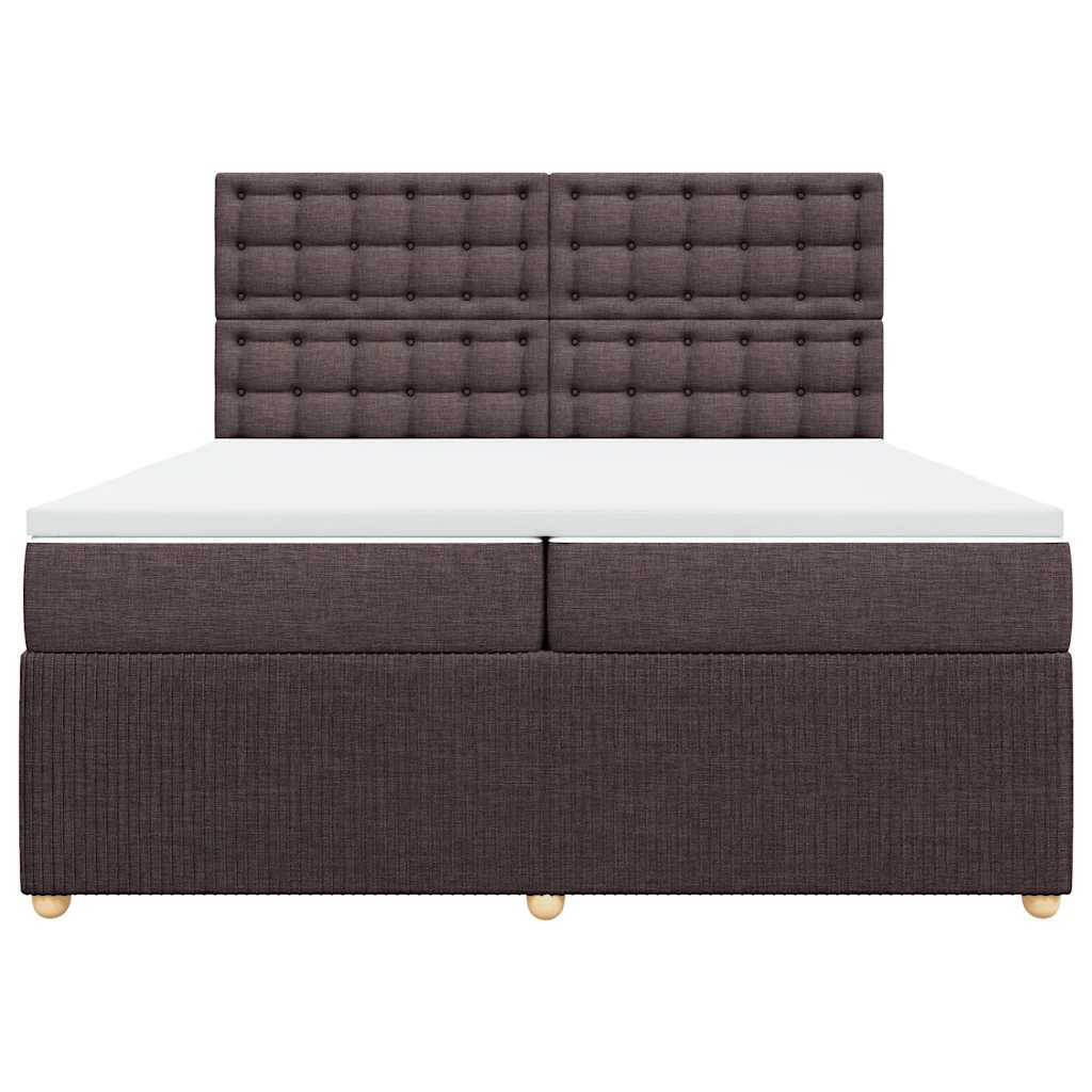 sötétbarna szövet rugós ágy matraccal 200 x 200 cm