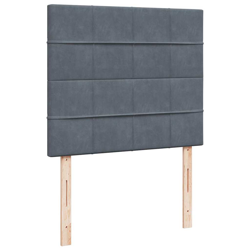 sötétszürke bársony rugós ágy matraccal 120x190 cm