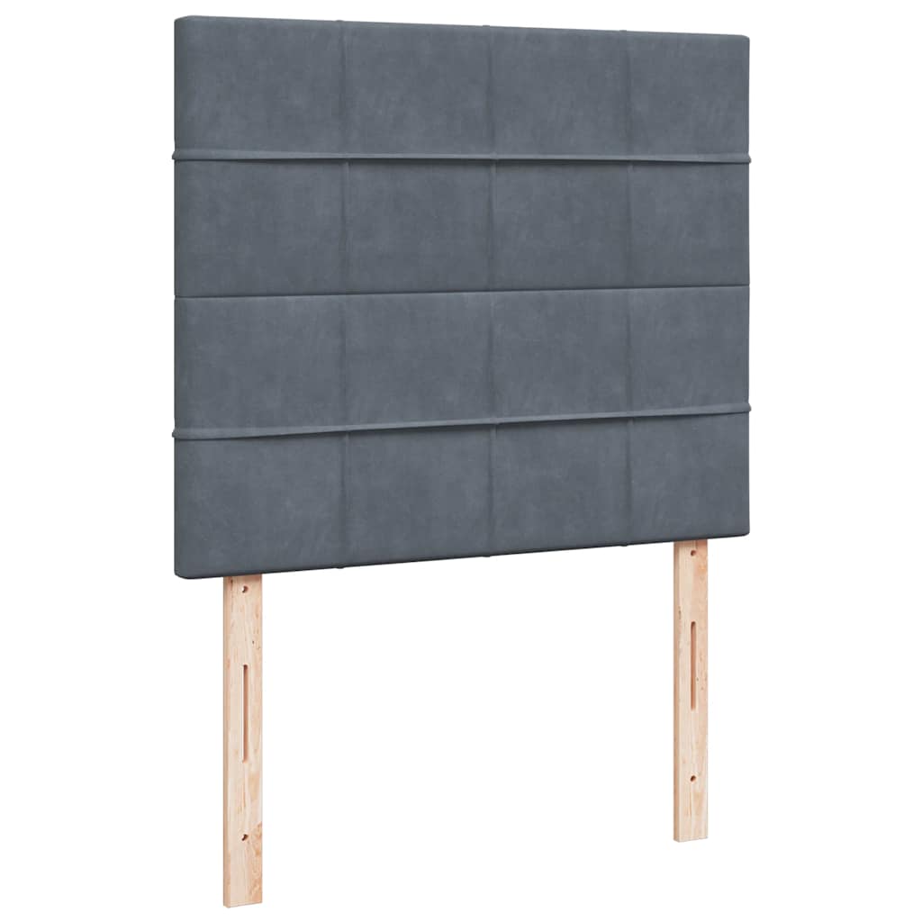 sötétszürke bársony rugós ágy matraccal 120 x 200 cm