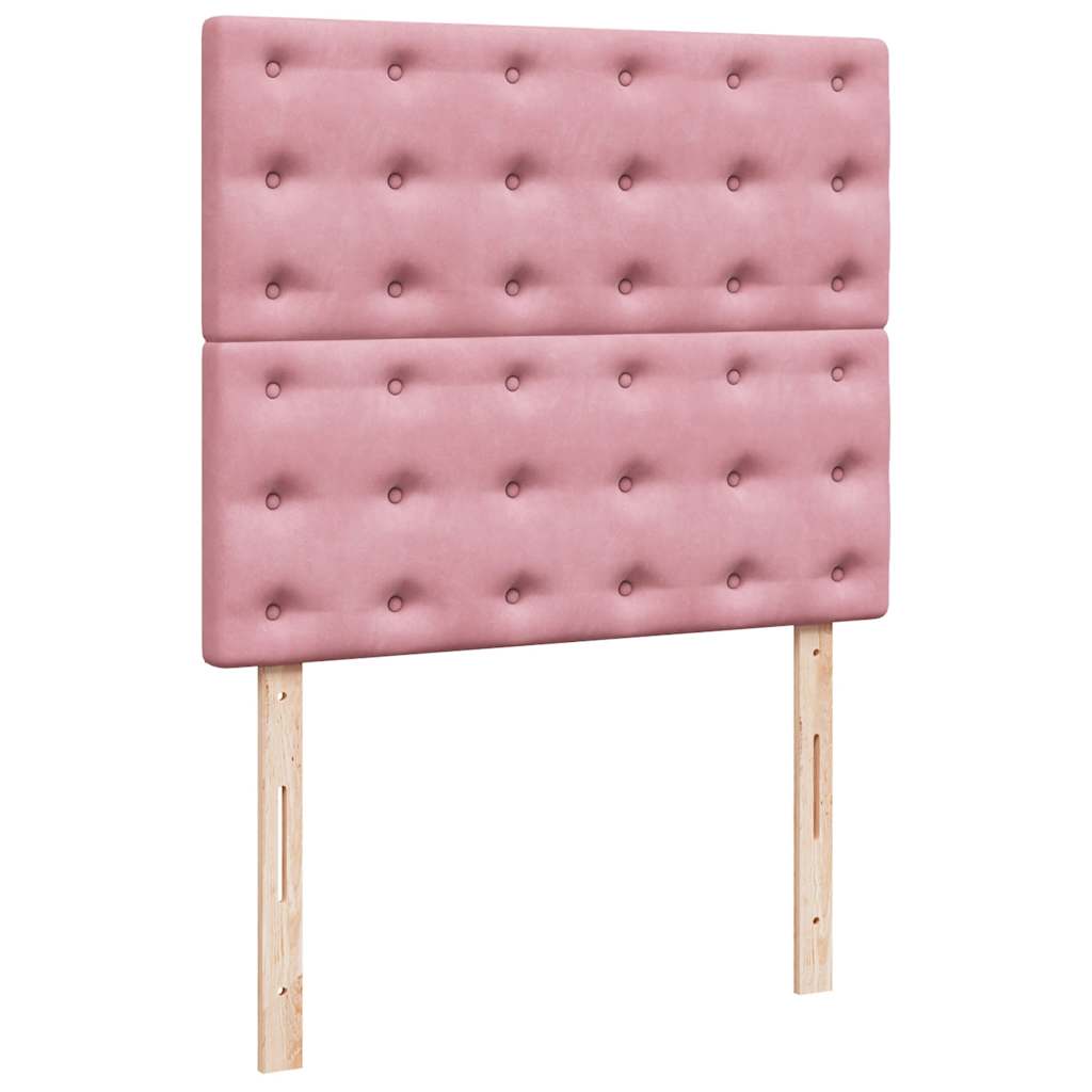 rózsaszín bársony rugós ágy matraccal 120 x 200 cm