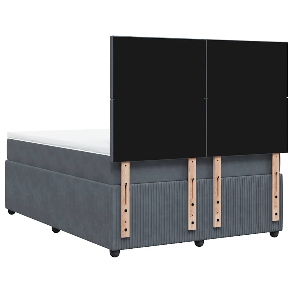 sötétszürke bársony rugós ágy matraccal 140x190 cm