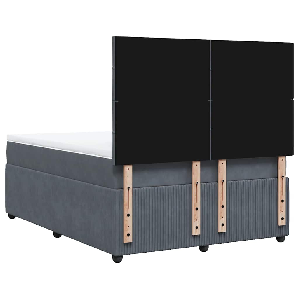sötétszürke bársony rugós ágy matraccal 140x190 cm