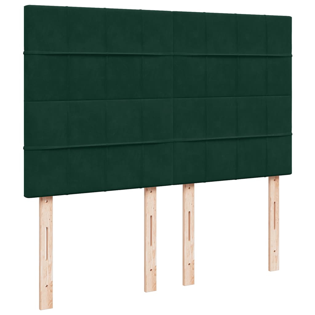 sötétzöld bársony rugós ágy matraccal 140x190 cm