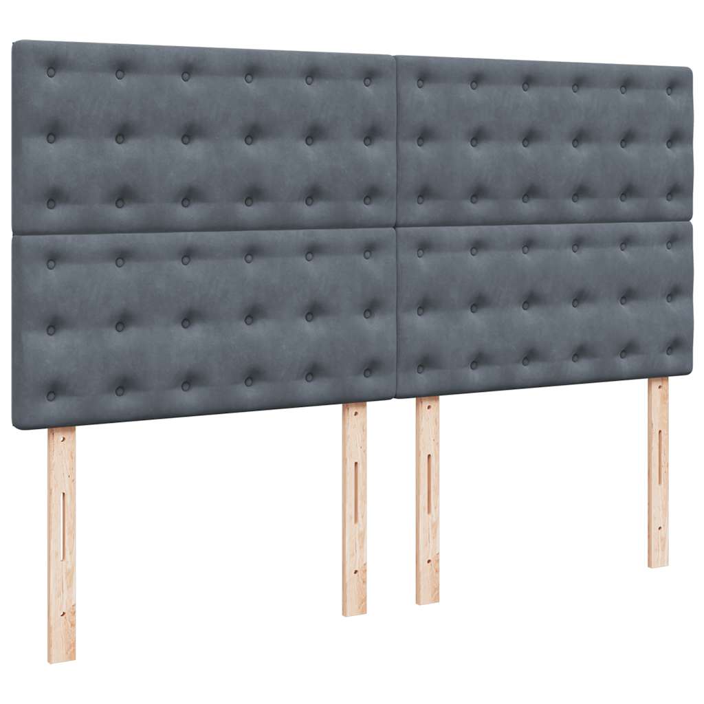 sötétszürke bársony rugós ágy matraccal 180x200 cm