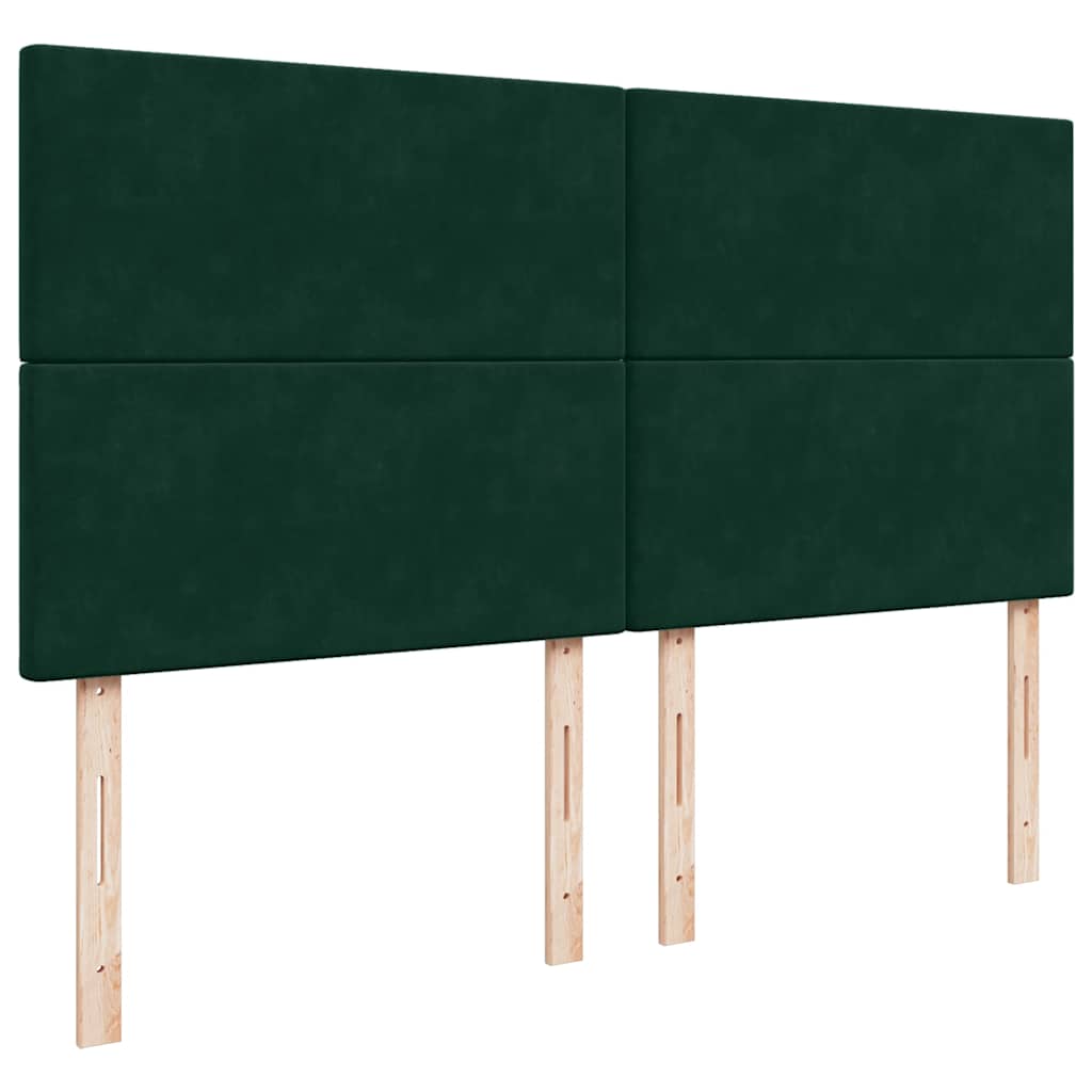 sötétzöld bársony rugós ágy matraccal 200x200 cm