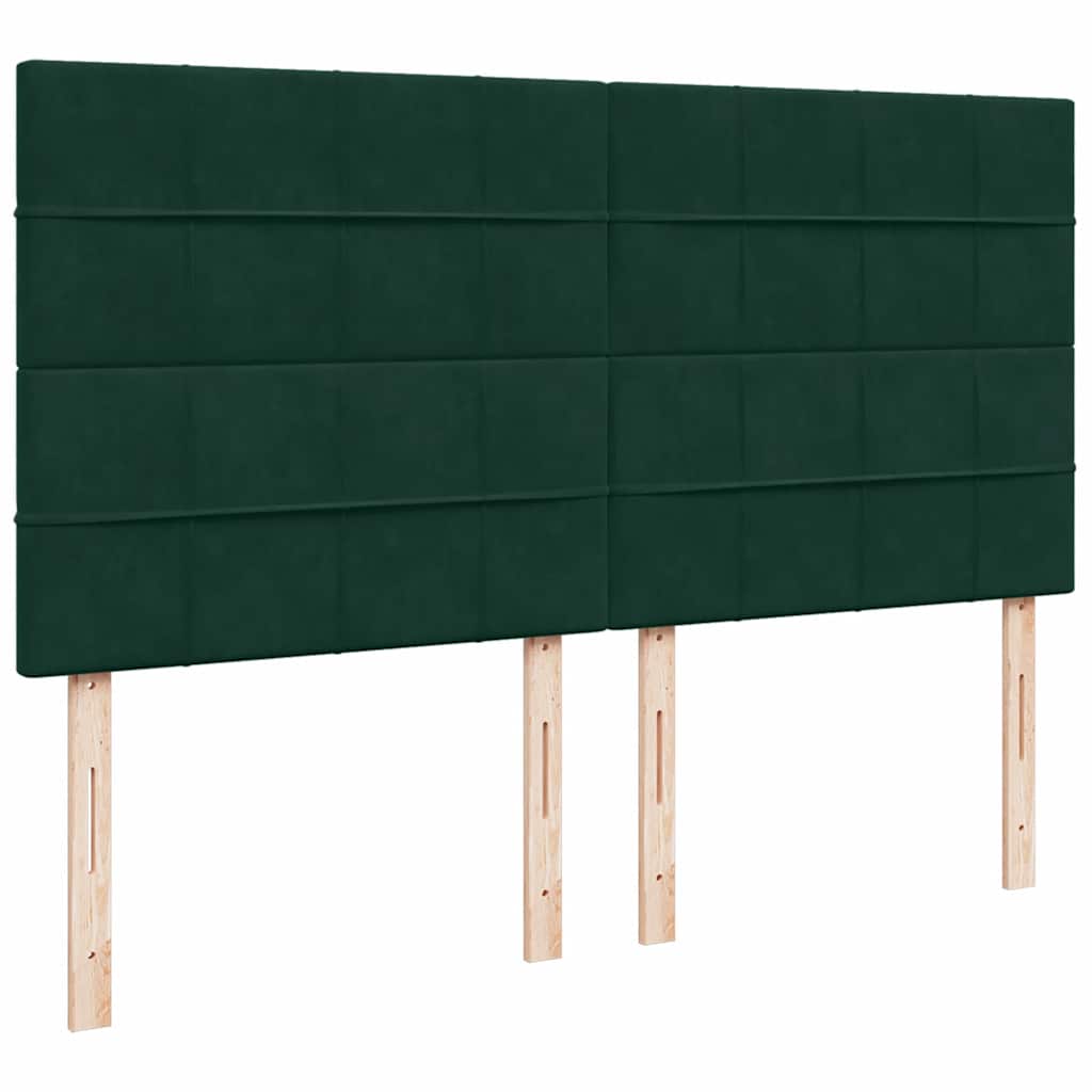 sötétzöld bársony rugós ágy matraccal 200x200 cm