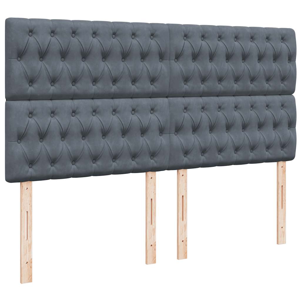 sötétszürke bársony rugós ágy matraccal 200x200 cm