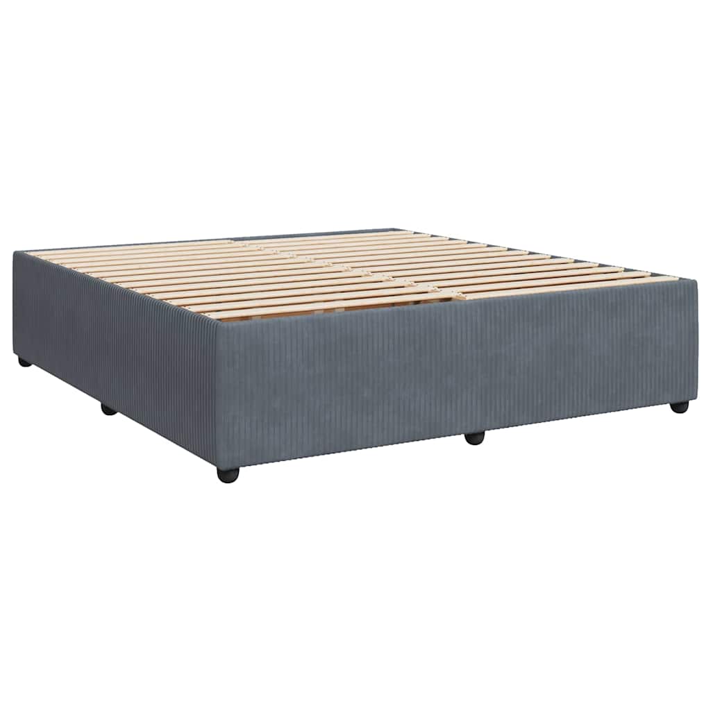 sötétszürke bársony rugós ágy matraccal 200x200 cm