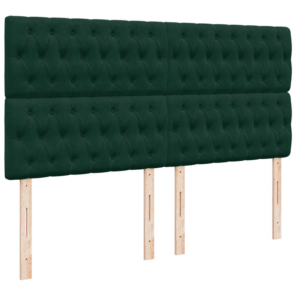 sötétzöld bársony rugós ágy matraccal 200x200 cm