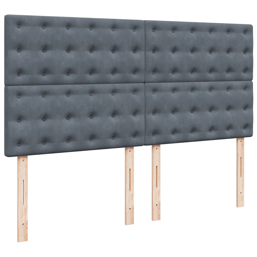 sötétszürke bársony rugós ágy matraccal 200x200 cm