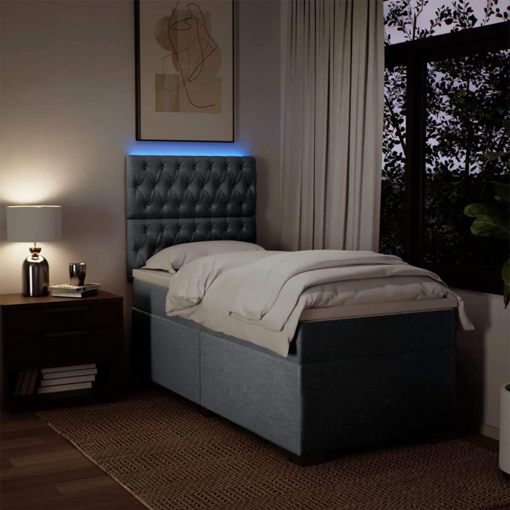 világosszürke szövet rugós ágy matraccal 90 x 200 cm