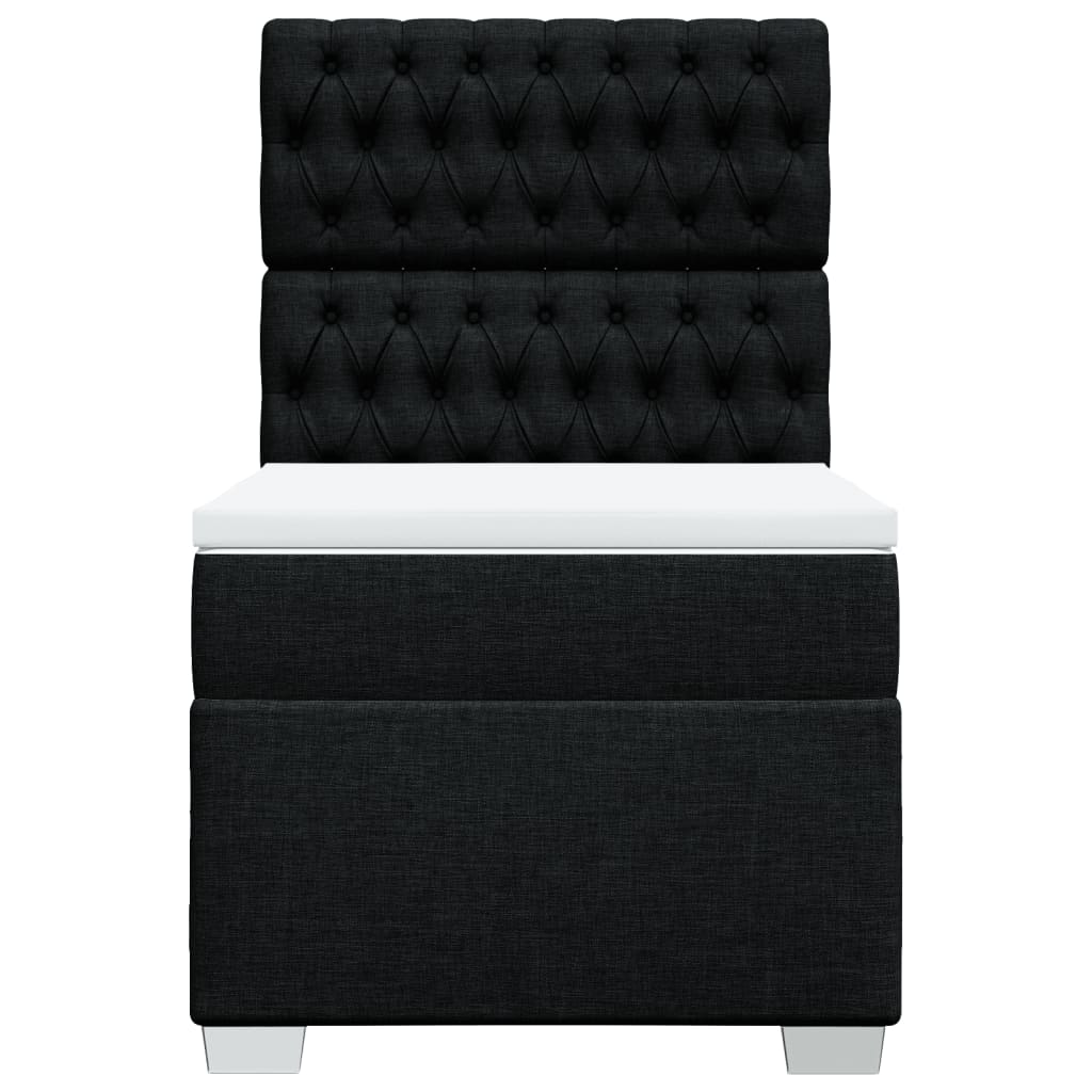 fekete szövet rugós ágy matraccal 90x200 cm