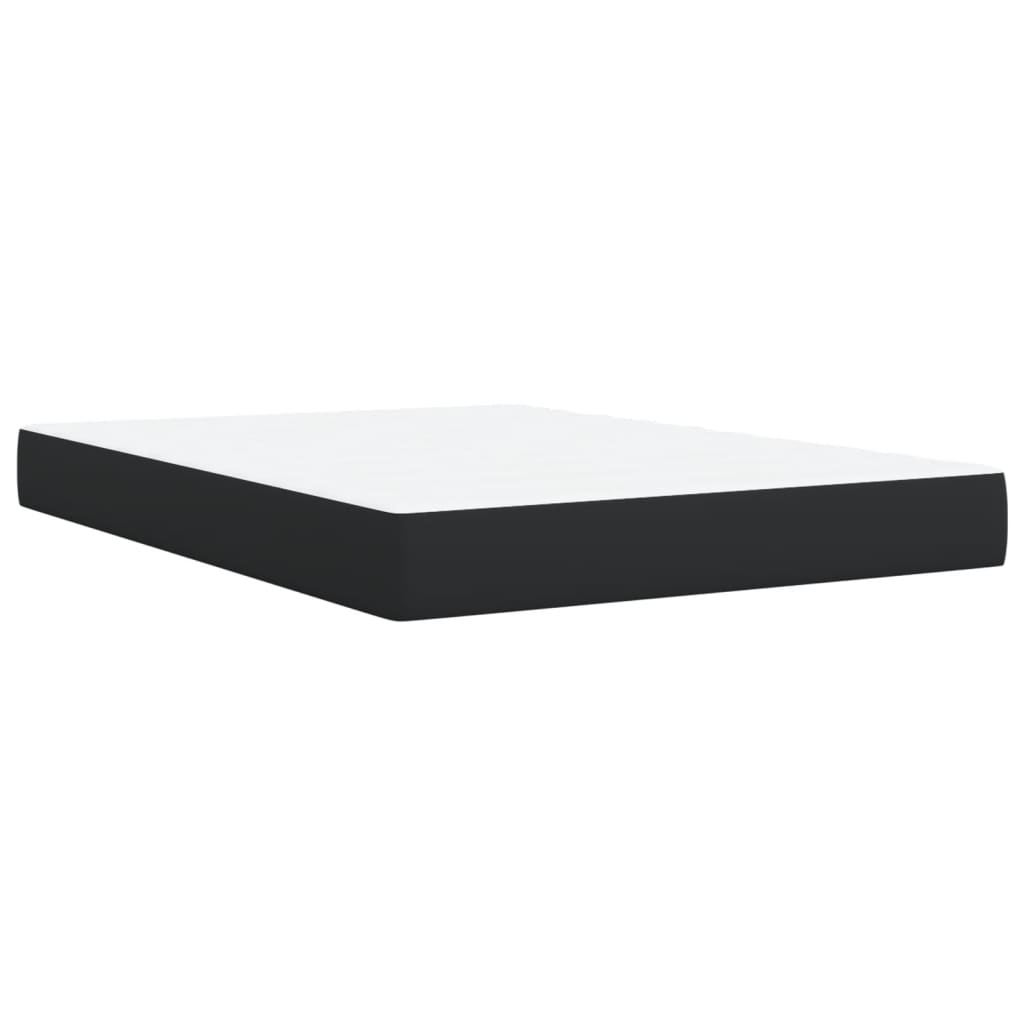 fekete műbőr rugós ágy matraccal 140 x 190 cm