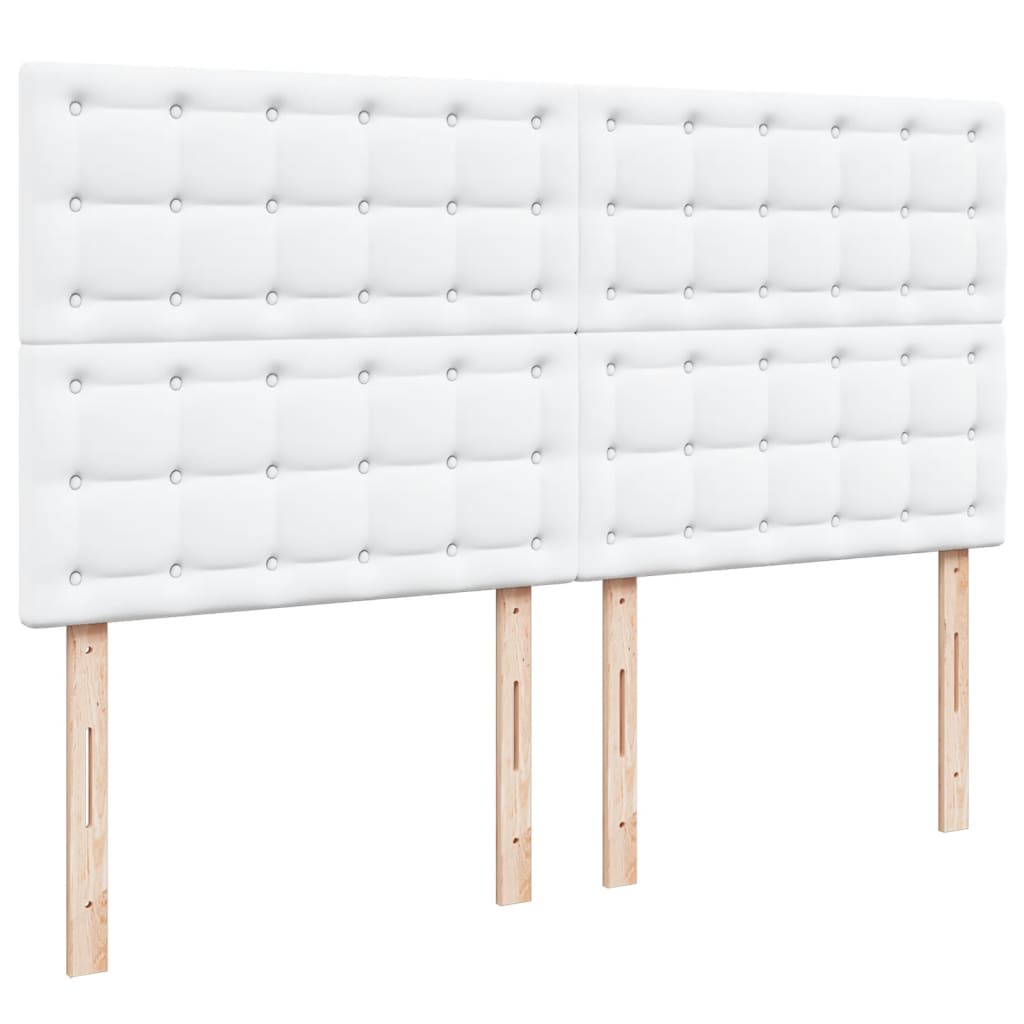 fehér műbőr rugós ágy matraccal 200 x 200 cm