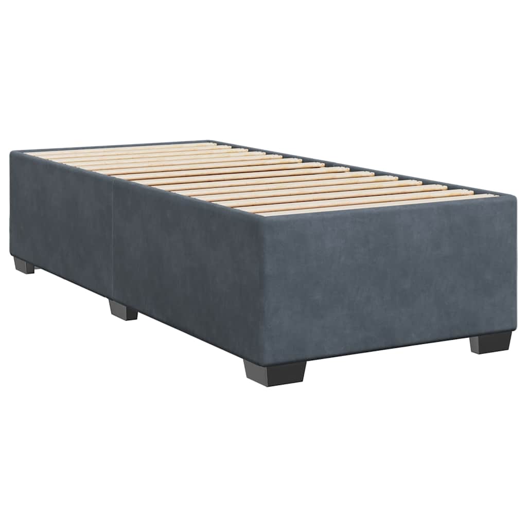 sötétszürke bársony rugós ágy matraccal 90x190 cm