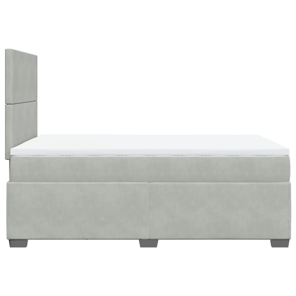 világosszürke bársony rugós ágy matraccal 120 x 200 cm